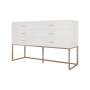 6 Drawer Chest Of Drawers White With Rose Gold