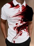 Men's Color Blocked Short Sleeve Lapel Golf Shirts Casual Style Slight Stretch Regular Fit Summer Tops Summer Golf Shirts
