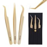 Eyelash Tweezers For Lash Extension Supplies High Precision Lash Tweezer Set Pack Of 3 Lash Extension Tweezers Kit For Individua