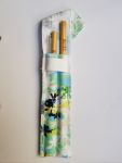 Set Of 2 Bamboo Straws Plus Case And Cleaner - Sneaker Pattern