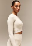 Drymove Seamless Cropped Sports Top - Light Beige