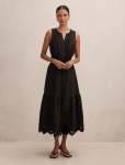 Dahlia Petite Embroidered Midi Dress - 16 Black