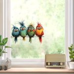 Funny Birds Vinyl Decals: Removable Animal Stickers For Glass And Metal Surfaces