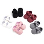 Baby Girls Cute Knitted Shoes With Bow Soft Sole Non-slip Slip-on Walking Shoes