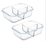 Rectangular Glass Food Storage Container Set With Sealed Bamboo Lids