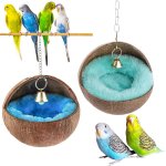 Natura L Coconut Shell Bird Nesting House Bed Breeding Nesting Anti Pecking With Warm Pad And Bell For Bird Parrot Budgerigar Pa