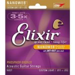 Elixir Nanoweb Phosphor Bronze Custom Light Acoustic Guitar Strings .011 - .052