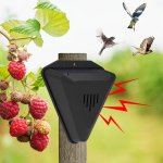 1PC Solar Powered Animal Repeller With 13 Sounds 9.65X10.92X4.83 Cm Triangle Outdoor Garden Bird Deterrent Device For Farm Yard