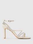 Crystal Jewelled Asymmetrical Strap Pm Sandal Heel - 40 Ivory