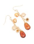 Goldair Gold Brown Diamante & Beaded Chain Sun Drop Earrings