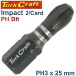 Tork Craft 2 PK Phillips No. 3 X 25MM Impact Insert Bit TCIPH0325C