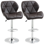 Smte 2 X Modern Diamond Padded Bar Stools Brown With Keychain