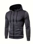 Dot Print Men's Hooded Jacket Casual Long Sleeve Hoodies With Zipper Gym Sports Hooded Coat For Spring Fall