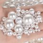 500-10PCS 3-20MM Abs Pearl Beads Round Beads Craft For Fashion Loose Beads For Jewelry Making White Diy Garment Beads