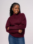 Burgundy Mock Neck Knit Pullover - XS Maroon