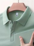 Men's Solid Golf Shirt Casual Short Sleeve Lapel Shirt For Summer Outdoor