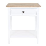 Hampton 1 Drawer Bedside Table White ash Grey Top