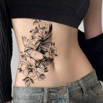 Flying Bird Flower Pattern Large Flower Arm Tattoo Stickers Lasting 2-5 Days For Men And Women Waterproof Simulation Tattoo Stic