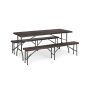 6-PERSON Folding Outdoor Dining Set Wood-effect Table And Benches With Steel Frame