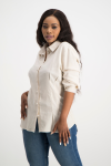 Ava Linen Shirt - Stone - L