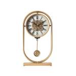Rustic Pendulum Moving Gears Desk Clock Gold