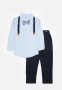 PoP Candy Shirt Suspender & Pants Set - Light Blue & Dark Blue