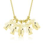 CNE106952G - Gold Stainless Steel Birthstone & Engraved Children Necklace Up To 5 Pendants