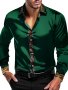 Men's Patchwork Lapel Collar Design Dress Shirts Long Sleeve Casual Button Up Shirt For Formal Occasions