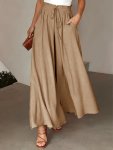Elastic Waist Wide Leg Tied Pants Casual Loose Pants For Spring & Summer Women's Clothing