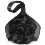 Sunnymove Clutch Purse For Women Evening Bag Flower Satin Handbag Classy Wristlet Purse For Formal Prom Party Wedding Daily Blac