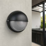 Ellies Arc Series - Large Ac Round Bulkhead - E27 Base White Black - White