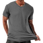 Fashion T Shirts For Men Classic Soild Color Short Sleeve Summer Sexy Grey Tops Trendy Fitted V Neck Casual Lightweight Basic Un