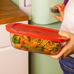 Cuisine Glass Square Casserole With Lid And Handles - 2.2L 20X20X6CM