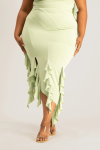 Araya Waterfall Ruffle Skirt - Smoke Green - XXL