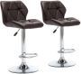 Bar Stools / Padded Kitchen Counter Chairs- Set Of Two - Brown Colour