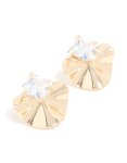Goldair Gold Cubic Zirconia Wavy Stud Earrings