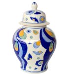 Navy And Yellow Ceramic Ginger Jar 42CM