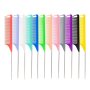 Professional Rat Tail Comb Salon Barber Hair Cutting Comb Fine-tooth Metal Pin Anti-static Styling Comb