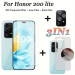 3-IN-1 Honor 200 Lite Screen Protector: Full Tempered Glass Camera Lens Protector And Carbon Fiber Back Film - High Transparency