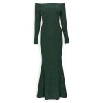 Emerald Metallic Bardot Dress