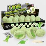 12PC Junior Glow In The Dark Dig Kit - Green Dino Eggs