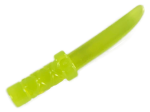 Parts Minifigure Weapon Knife With Flat Hilt End And Curved Blade Cross Hatched Grip 37341B - Trans-neon Green