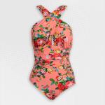 Women's Plus Size Crossover Coral Creation One-piece Swimwear - 3XL