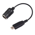 Car Converter USB Port To Car Cigarette Lighter Socket Female 5V To 12V Boost Power Adapter Cable Black