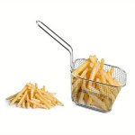 4PCS MINI Square Fry Basket French Fries Holder French Fries Chips Basket Snack Basket MINI Frying Basket Kitchen Gadget For Res