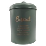 Green Biscuit Canister Gold Print 20CM