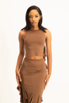 Reya Cut Out Ruffle Tank- Pinecone - XS