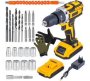 26 PC Wireless Impact Drill Set With 2 Lithium Battery Packs Case & Gloves Power Drill 26 Tools