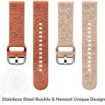 2PCS Floral Engraved Silicone Bands Compatible With Samsung Galaxy 4 5 6
