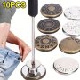 10pcs Metal Jeans Buttons 17mm Replacement No-Sewing Screw Button Repair Kit Nailless Removable Jean Buckles Clothing Pants Pins